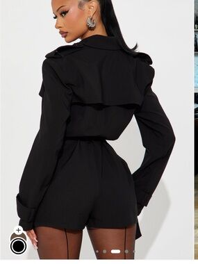 Fashion Nova Black Blazer Romper with Trench Detail